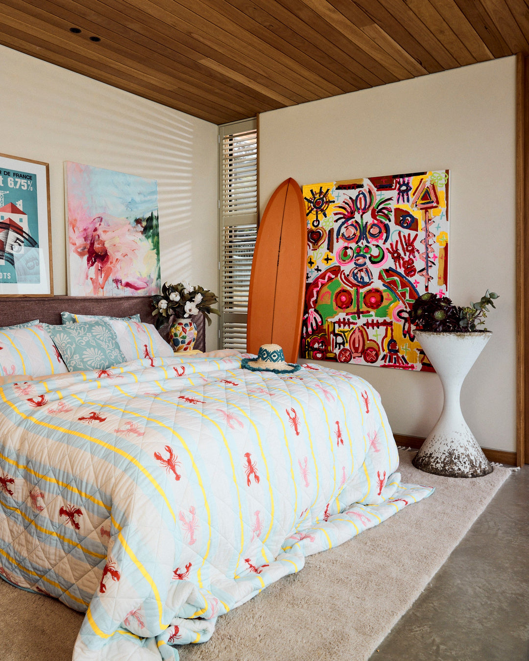 Kip & Co Lobster Fan Club Organic Cotton Quilted Bedspread
