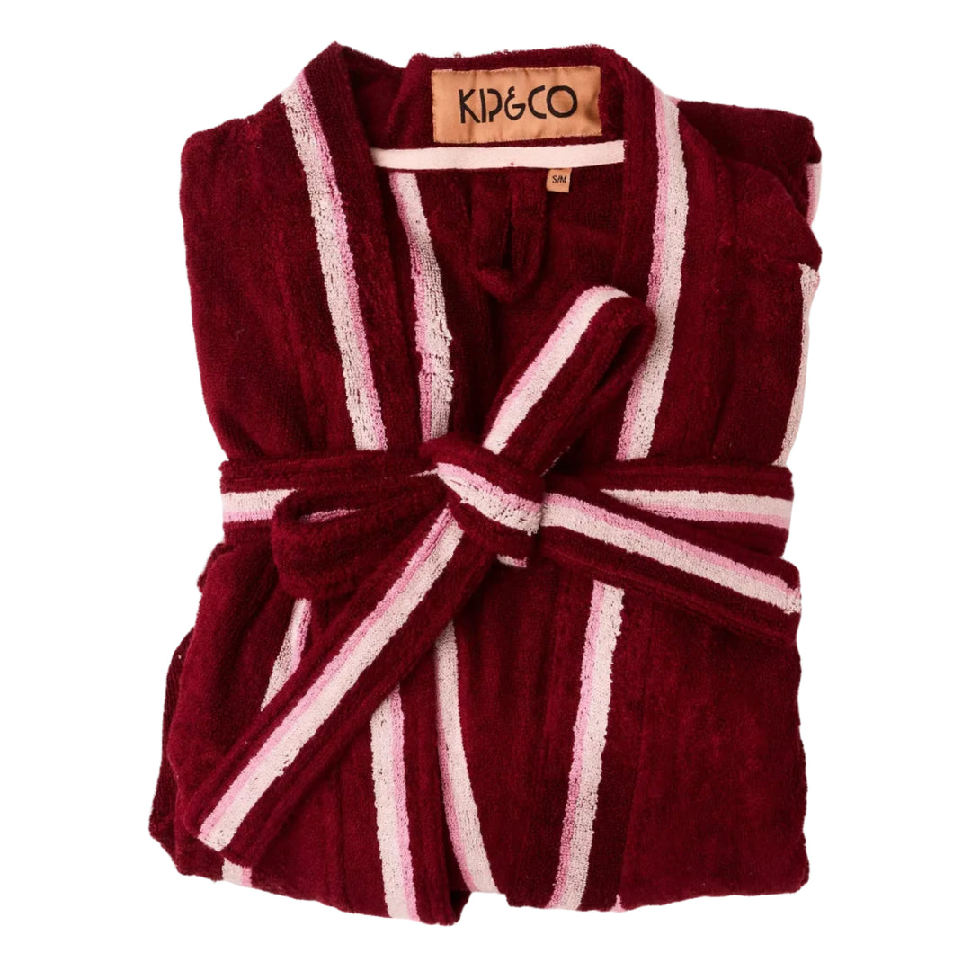 Kip & Co Ruby Rose Stripe Bamboo Terry Bath Robe