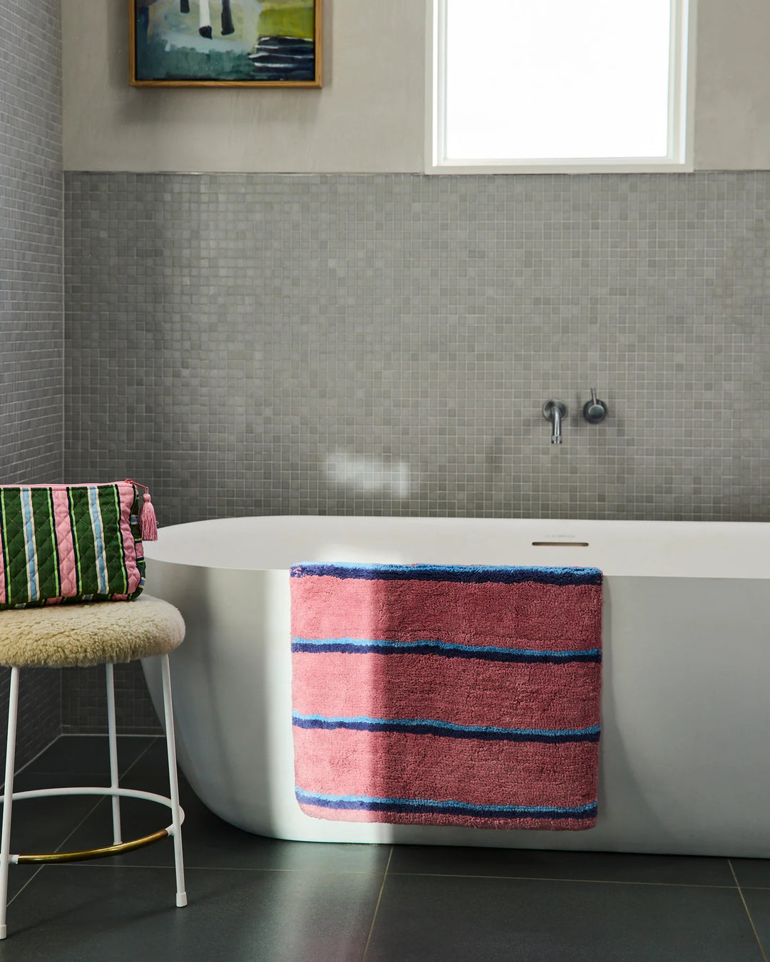 Kip & Co Blushing Stripe Bamboo Bath Mat