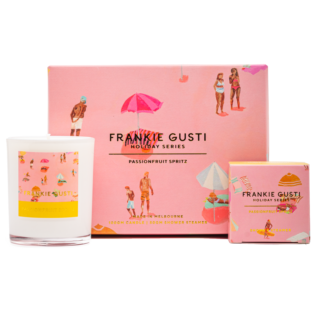 Frankie Gusti Holiday Series Candle + Steamer Duo - Passionfruit Spritz