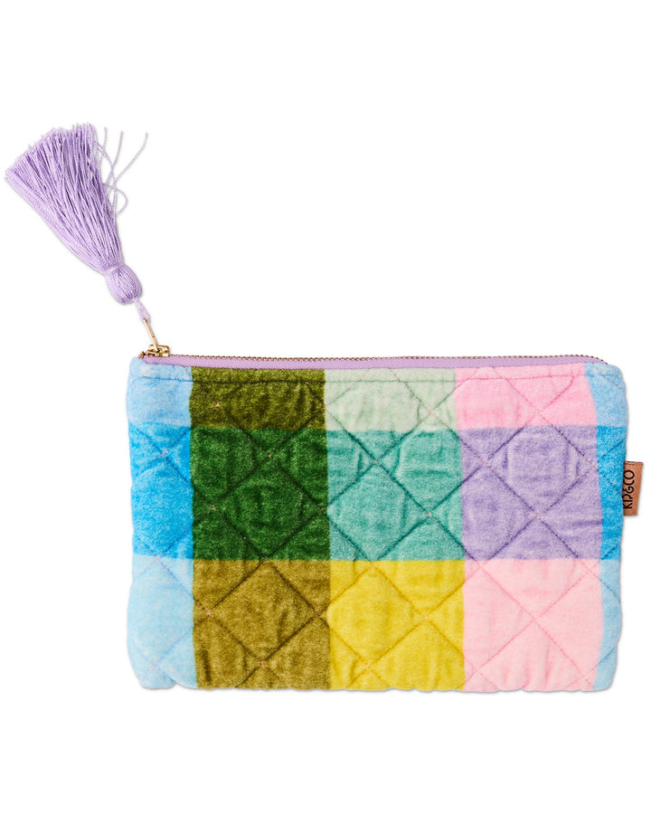 Kip & Co Sorbet Tartan Velvet Cosmetics Purse