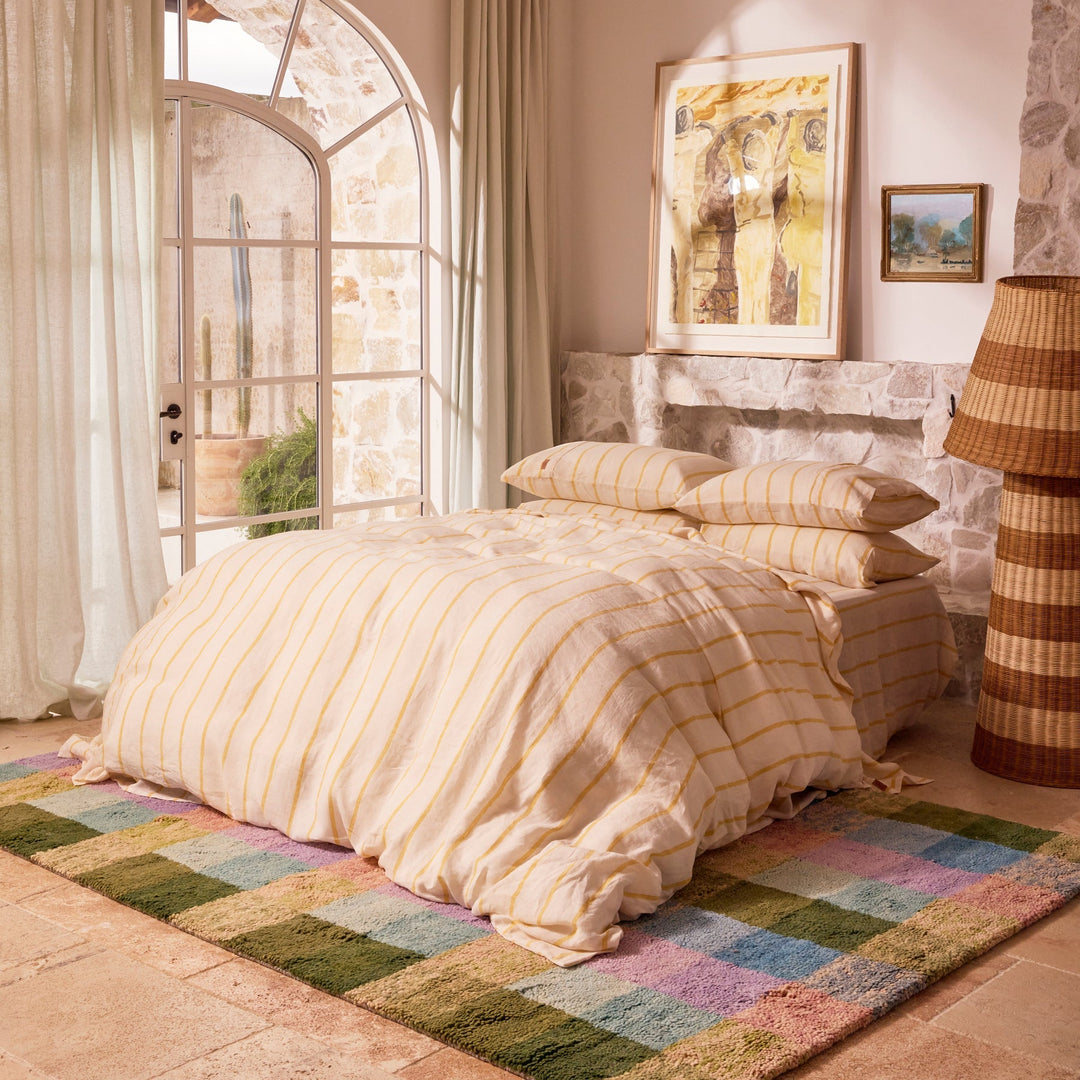 Kip & Co Popcorn Stripe Linen Fitted Sheet
