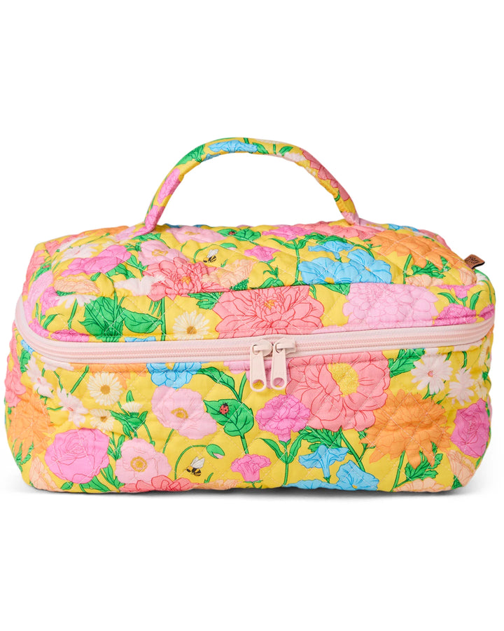 Kip & Co Follow The Sun Yellow Quilted Cotton Toiletry Case