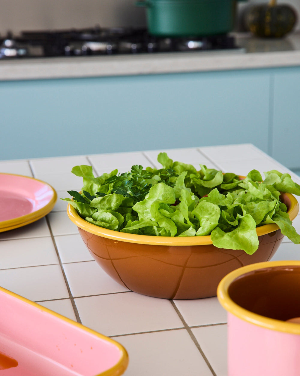 Kip & Co Blushing Meadow Enamel Salad Bowl