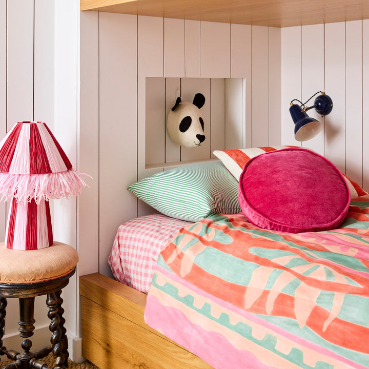 Kip & Co Rhubarb Velvet Pea Cushion