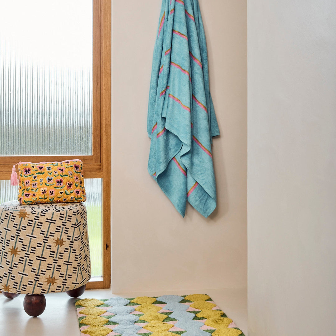 Kip & Co Aegean Stripe Bamboo Terry Bath Sheet