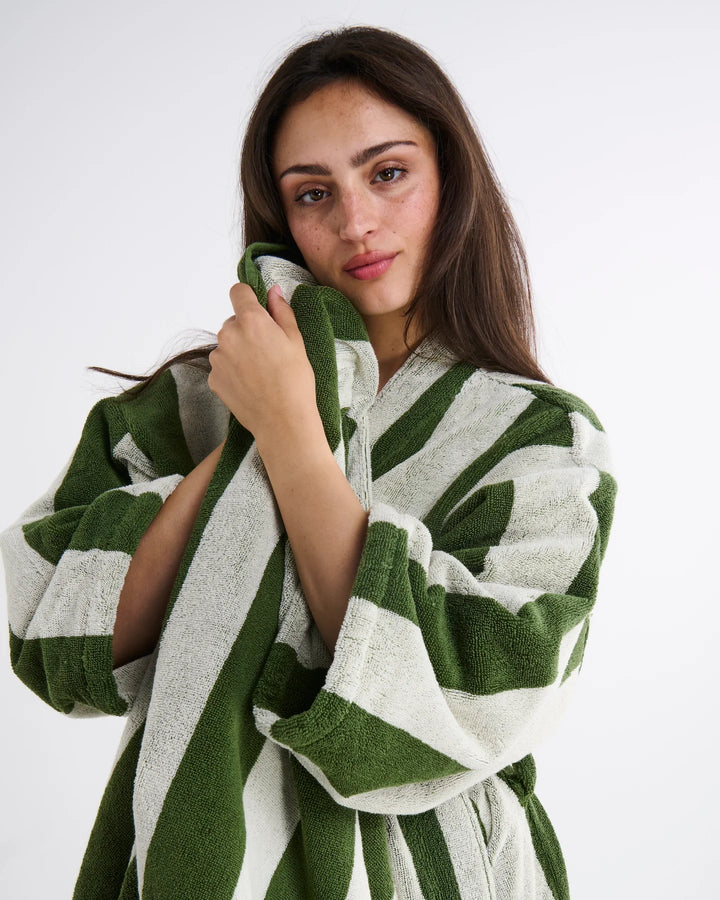 Kip & Co Moss Stripe Terry Hand Towel