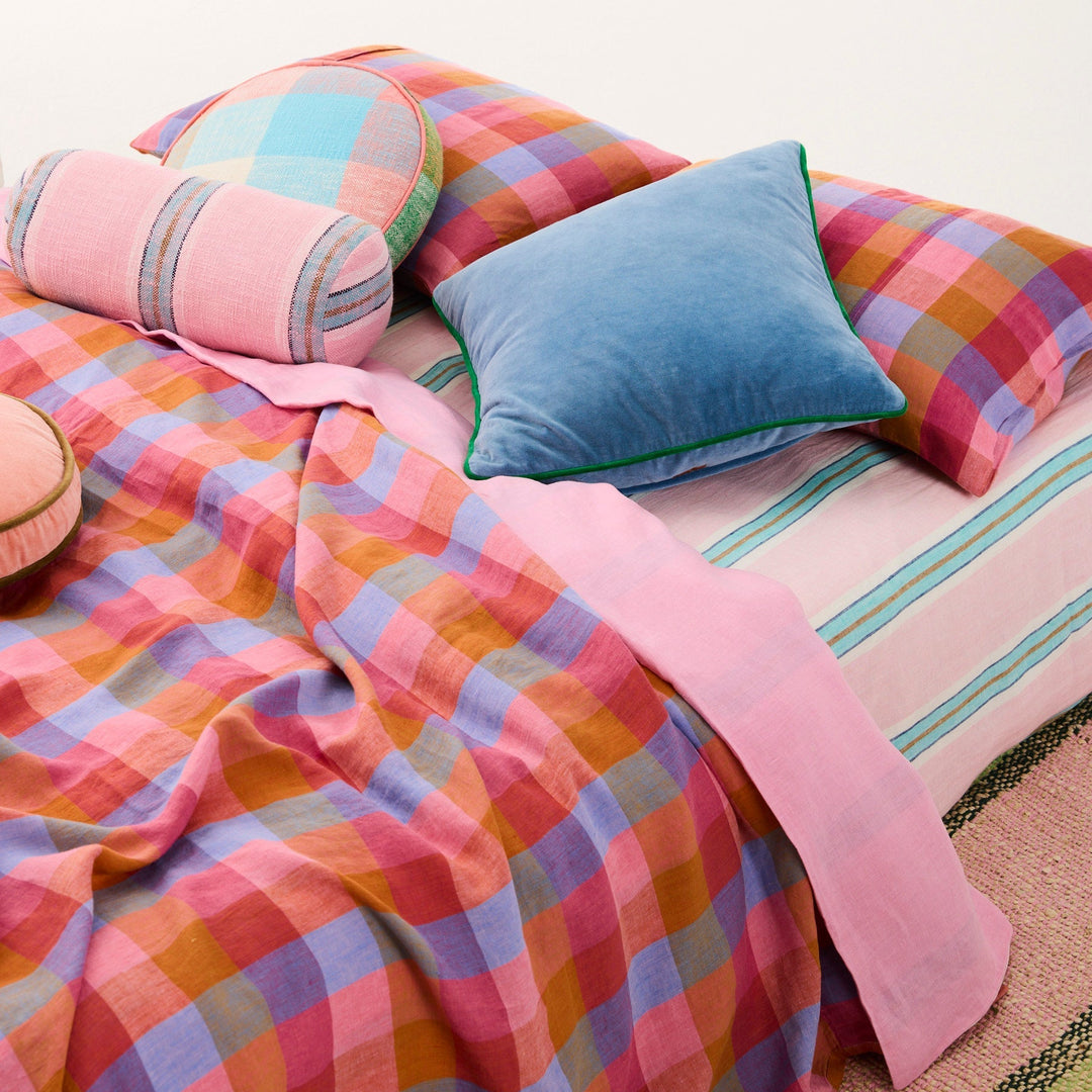 Kip & Co Tickled Pink Stripe Linen Fitted Sheet