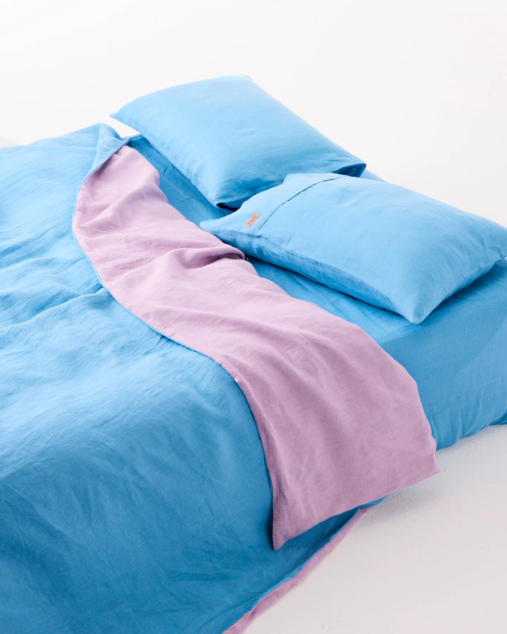 Kip & Co Niagara Lavender Reversible Linen Quilt Cover