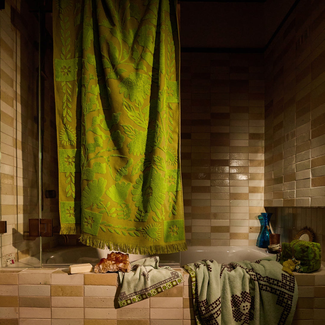 Sage x Clare Indiana Bath Sheet - Cactus Green
