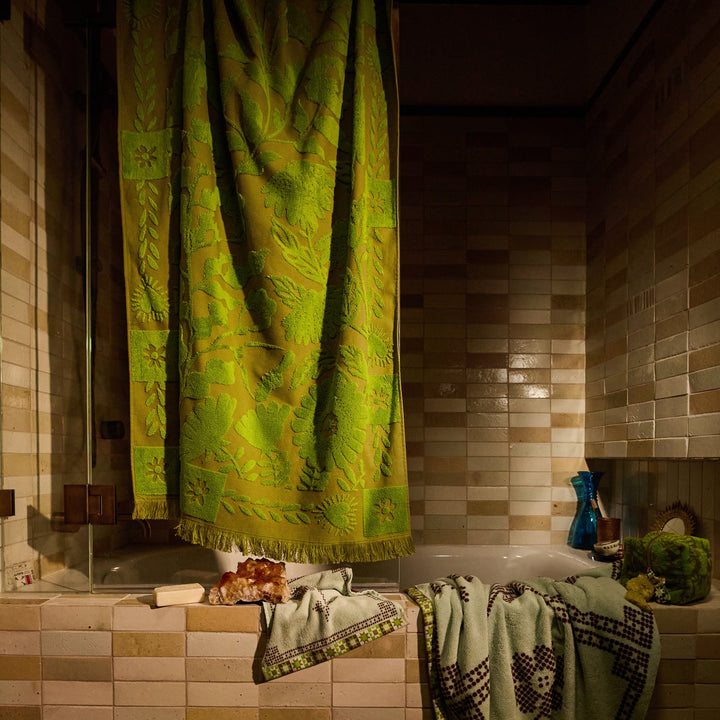 Sage x Clare Indiana Bath Sheet - Cactus Green