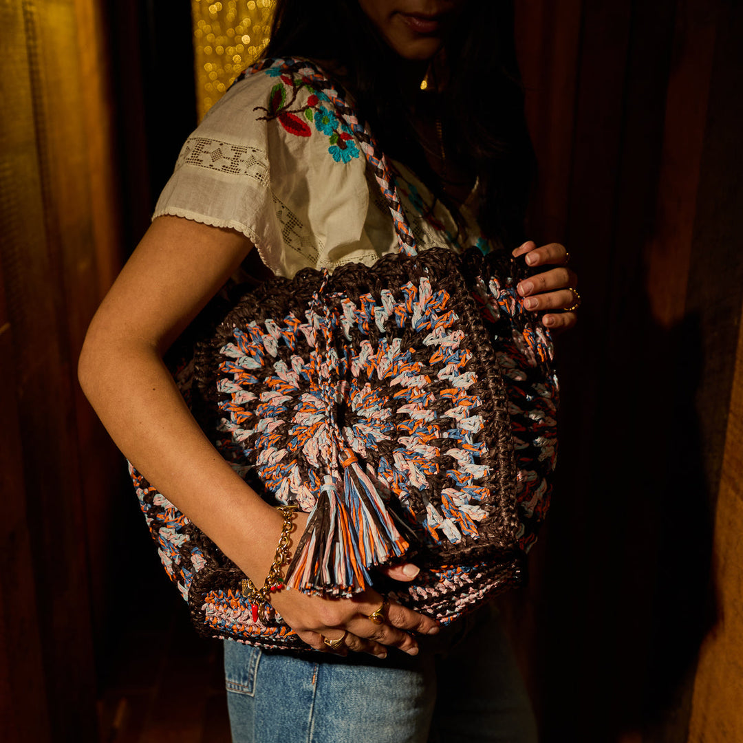 Sage x Clare Solara Raffia Bag - Umber