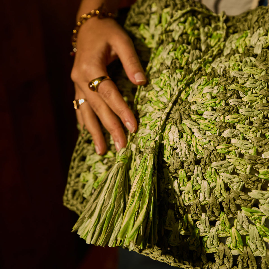 Sage x Clare Solara Crochet Bag - Hunter Green