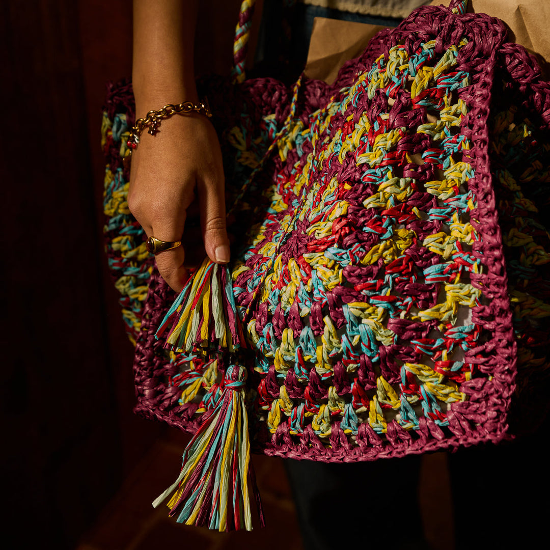 Sage x Clare Solara Crochet Bag - Burnt Cherry