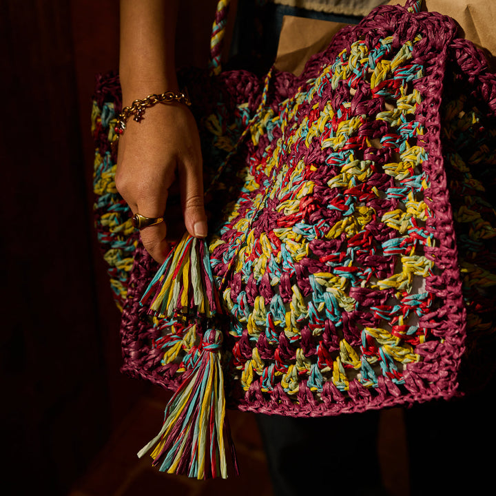 Sage x Clare Solara Crochet Bag - Burnt Cherry