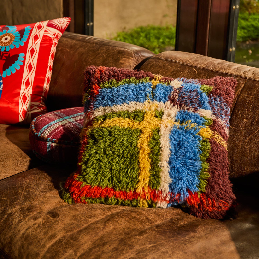 Sage x Clare Frances Shag Cushion - Hunter Green