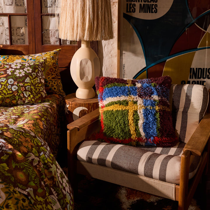 Sage x Clare Frances Shag Cushion - Hunter Green