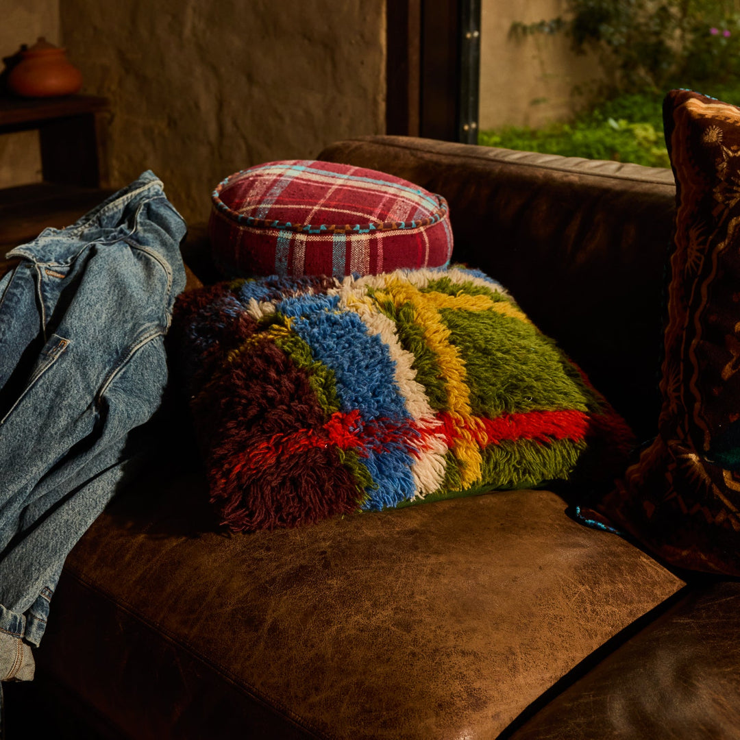 Sage x Clare Frances Shag Cushion - Hunter Green