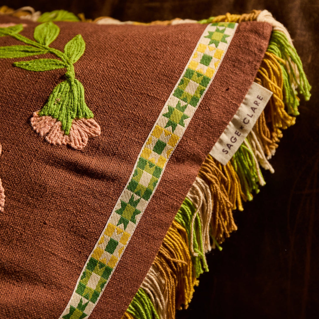 Sage x Clare Winona Embroidered Cushion