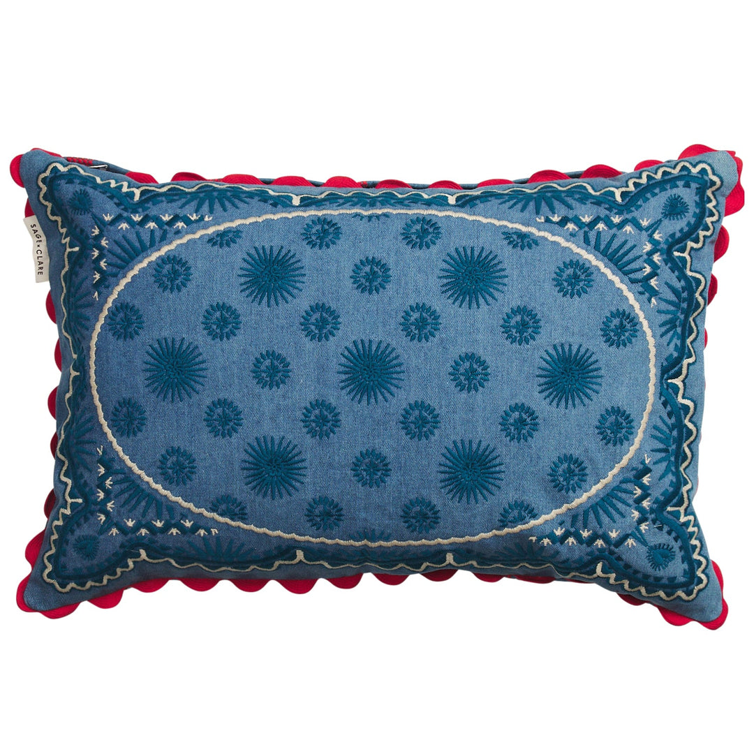 Sage x Clare Anneliese Reversible Denim Cushion - Poppy