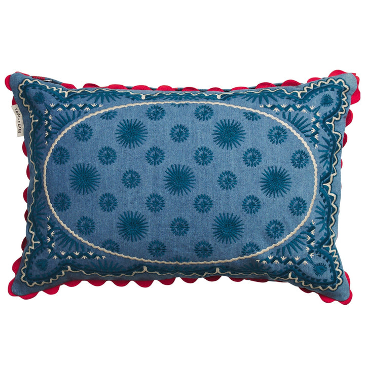 Sage x Clare Anneliese Reversible Denim Cushion - Poppy