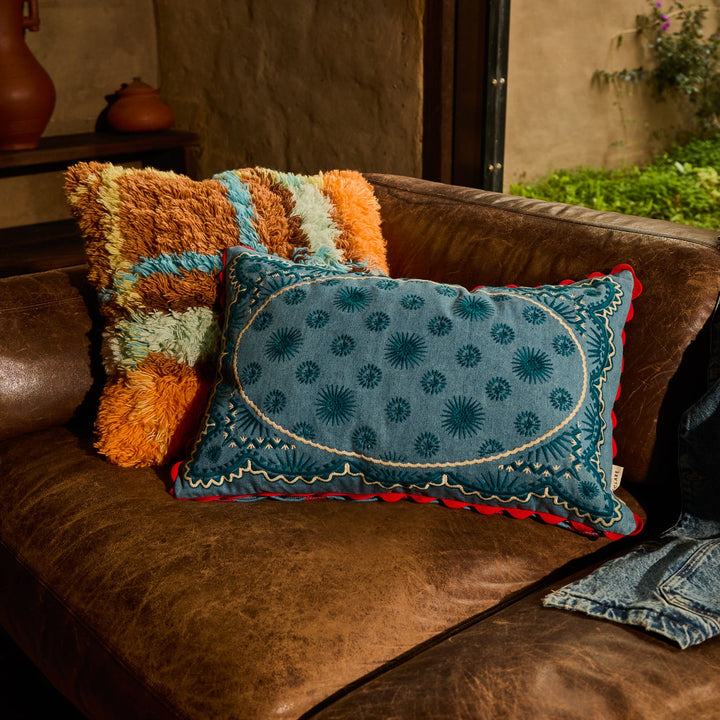 Sage x Clare Anneliese Reversible Denim Cushion - Poppy