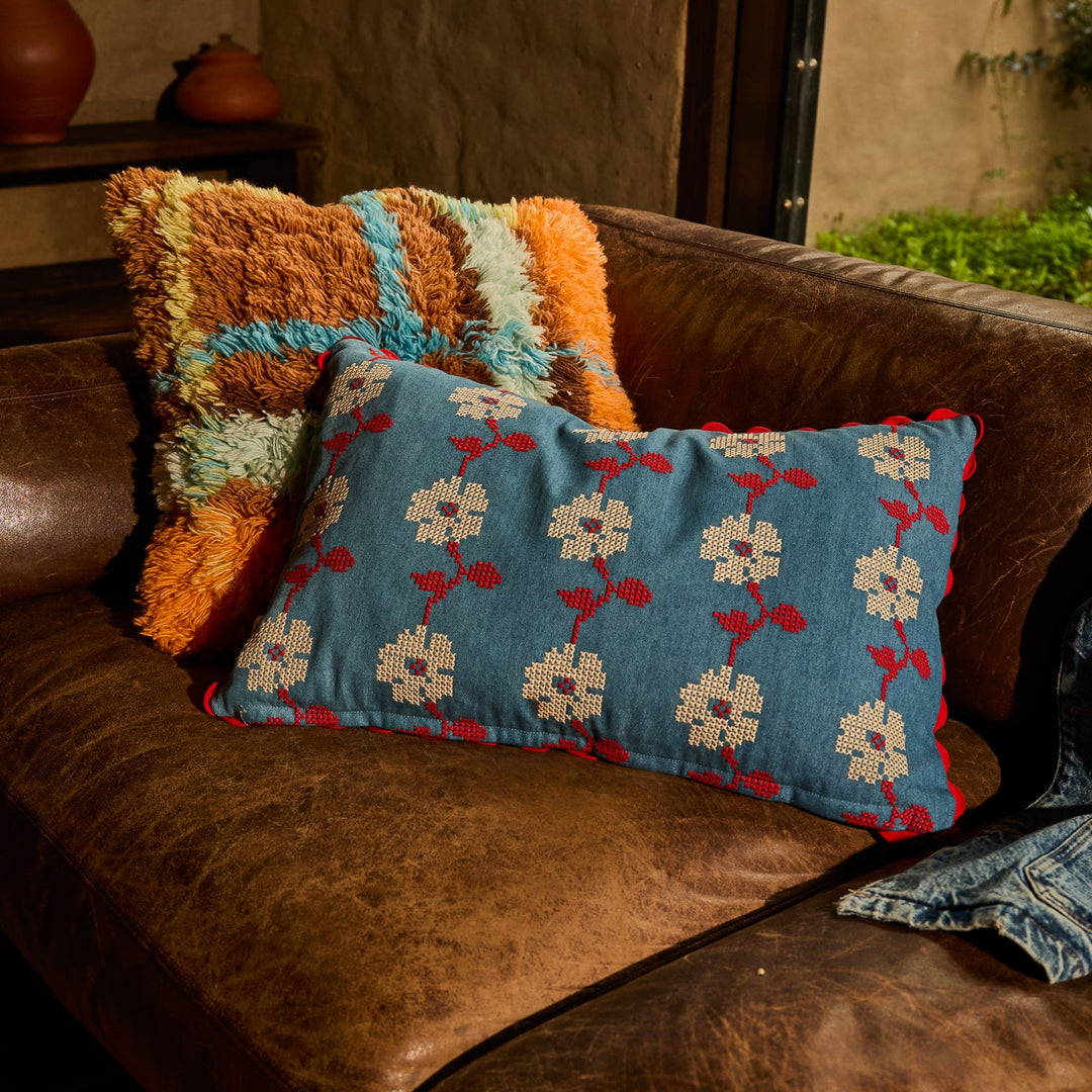 Sage x Clare Anneliese Reversible Denim Cushion - Poppy