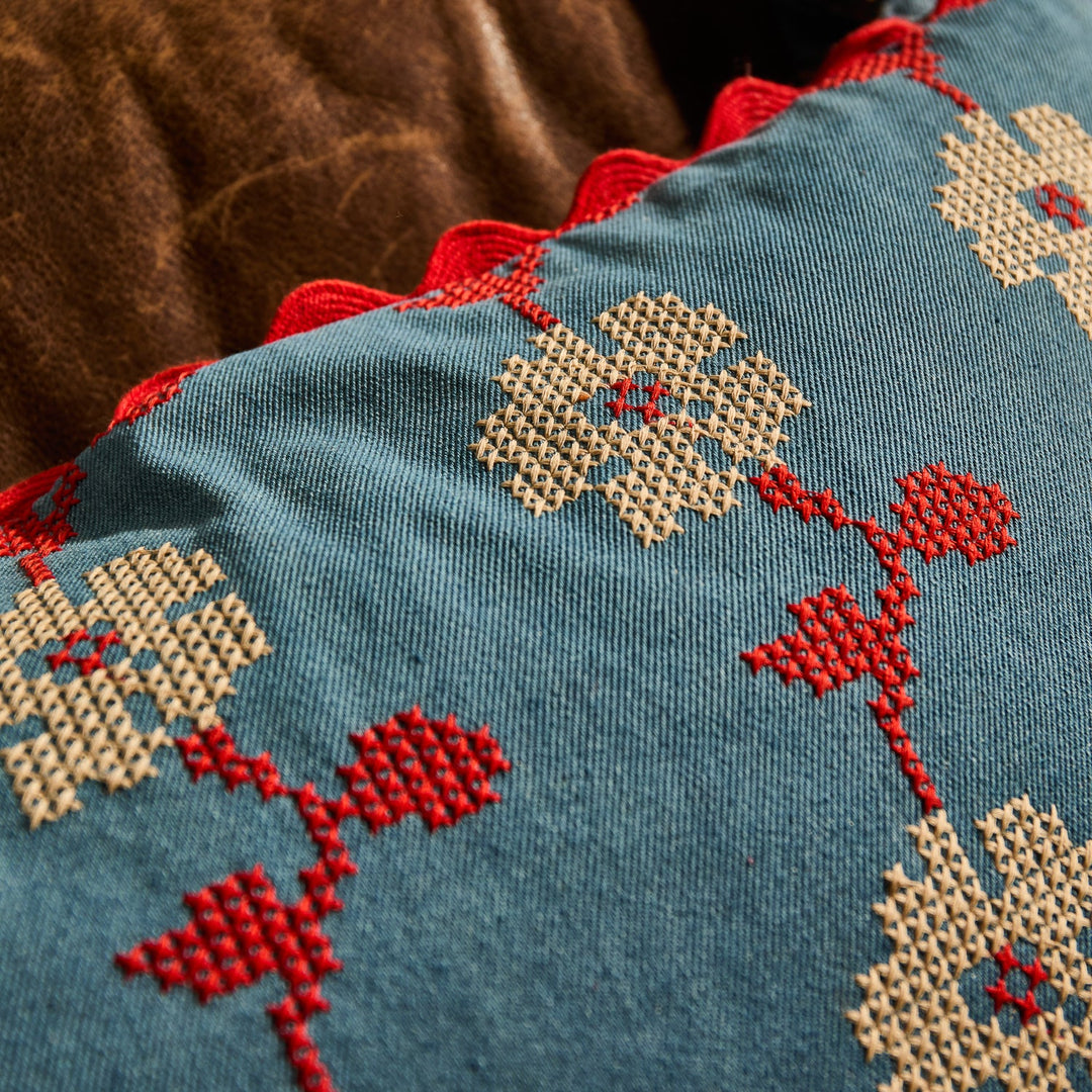 Sage x Clare Anneliese Reversible Denim Cushion - Poppy