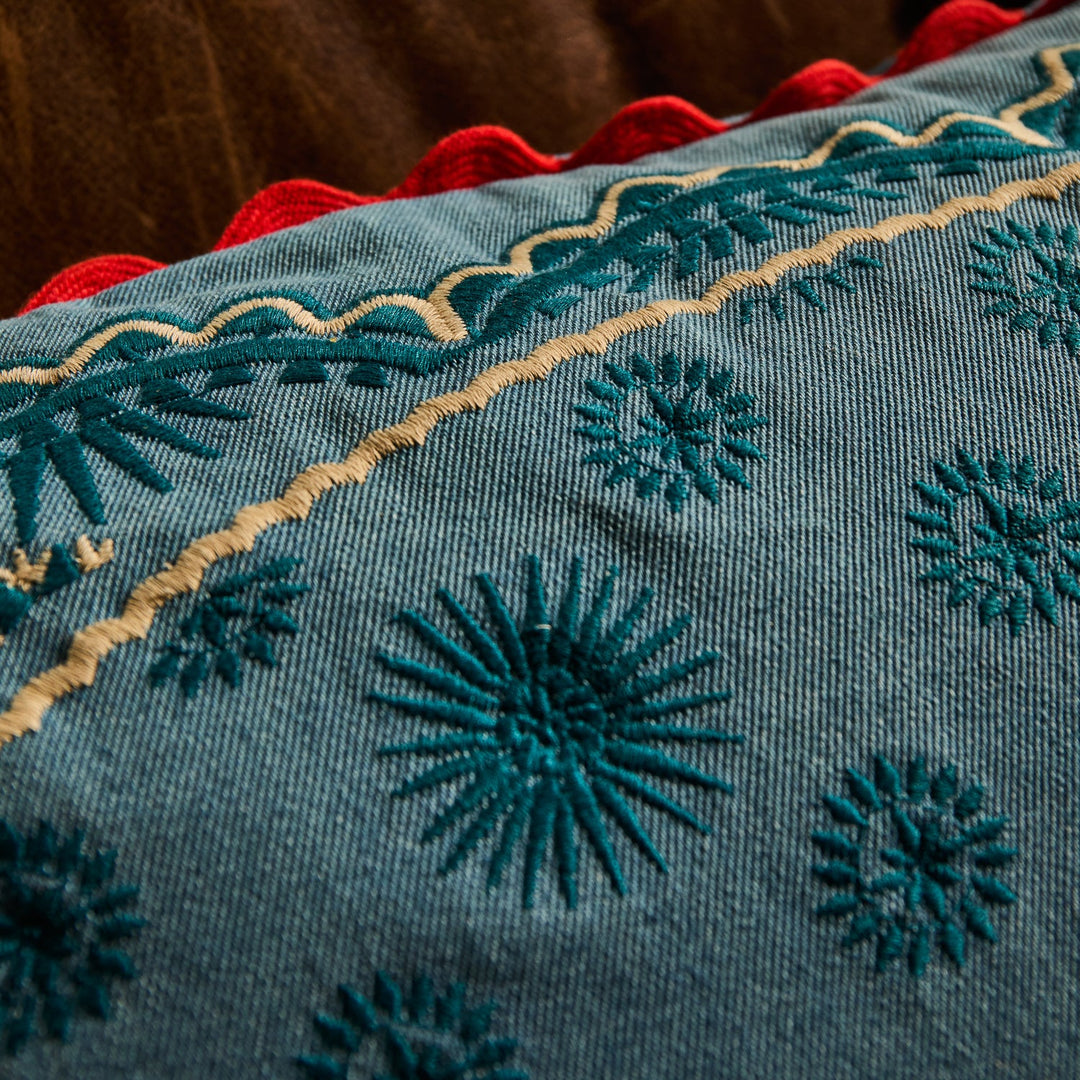 Sage x Clare Anneliese Reversible Denim Cushion - Poppy