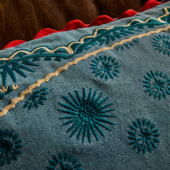Sage x Clare Anneliese Reversible Denim Cushion - Poppy