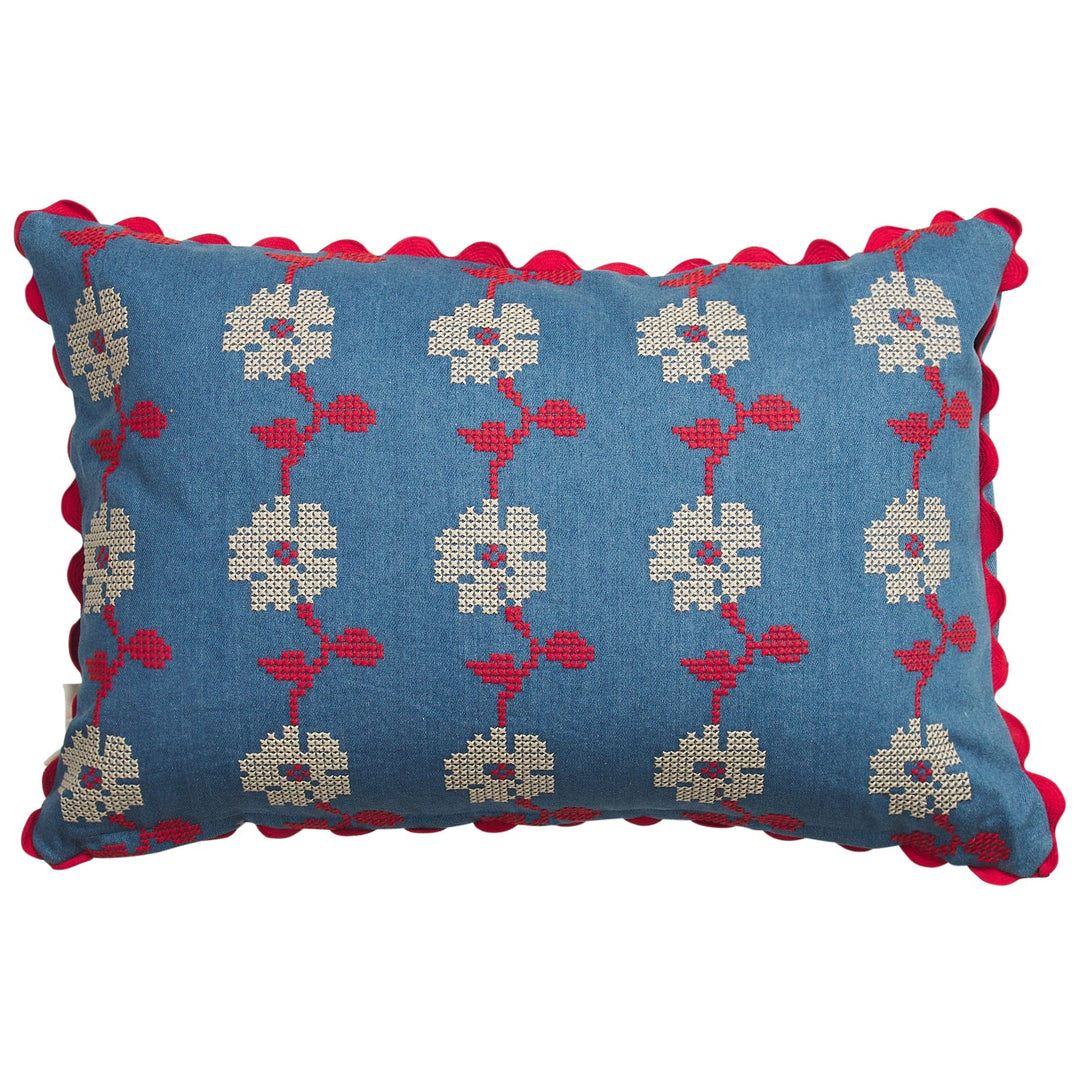Sage x Clare Anneliese Reversible Denim Cushion - Poppy