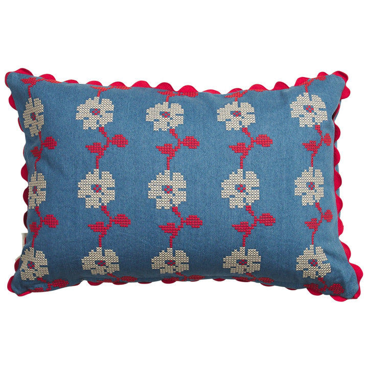 Sage x Clare Anneliese Reversible Denim Cushion - Poppy