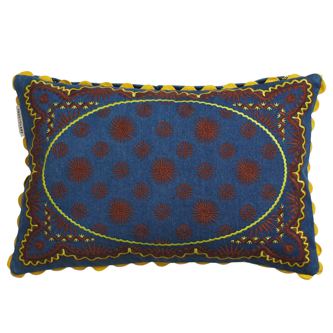 Sage x Clare Anneliese Reversible Denim Cushion - Peridot