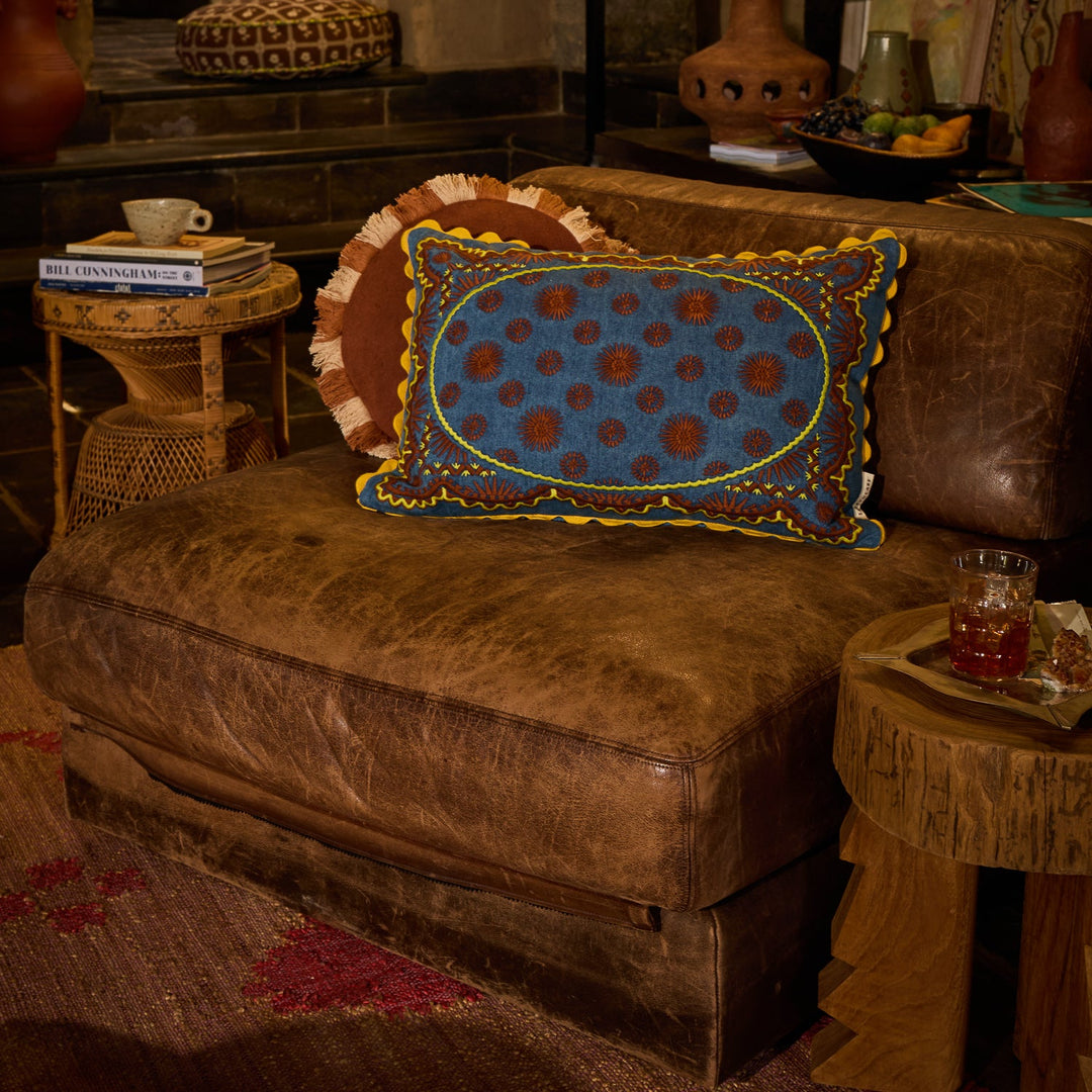 Sage x Clare Anneliese Reversible Denim Cushion - Peridot