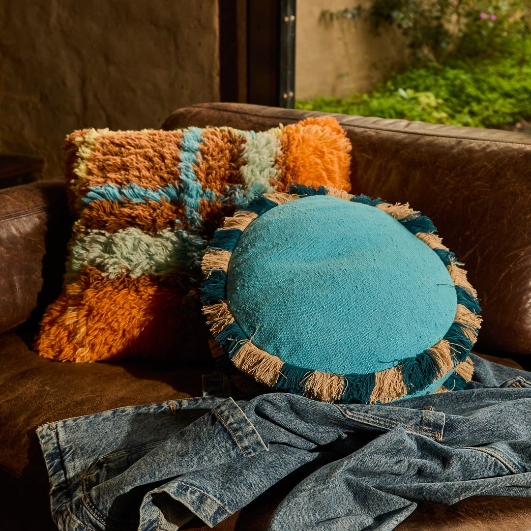 Sage x Clare Reese Round Cushion - Turquoise