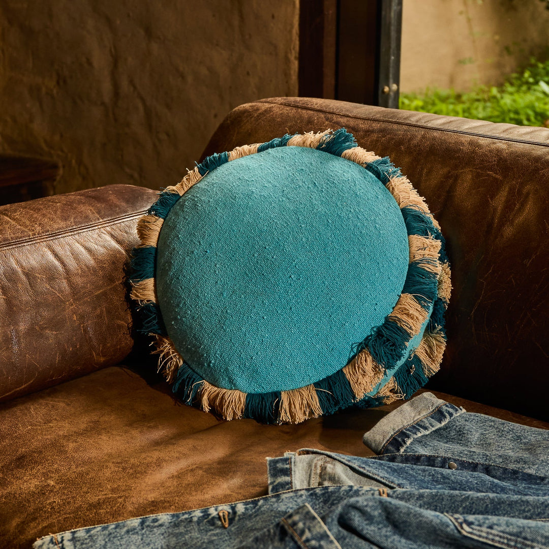 Sage x Clare Reese Round Cushion - Turquoise