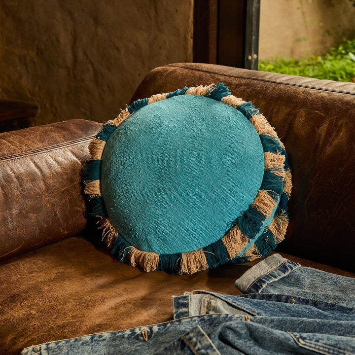 Sage x Clare Reese Round Cushion - Turquoise