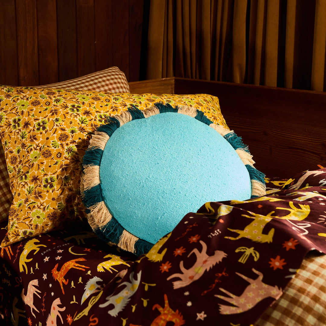 Sage x Clare Reese Round Cushion - Turquoise