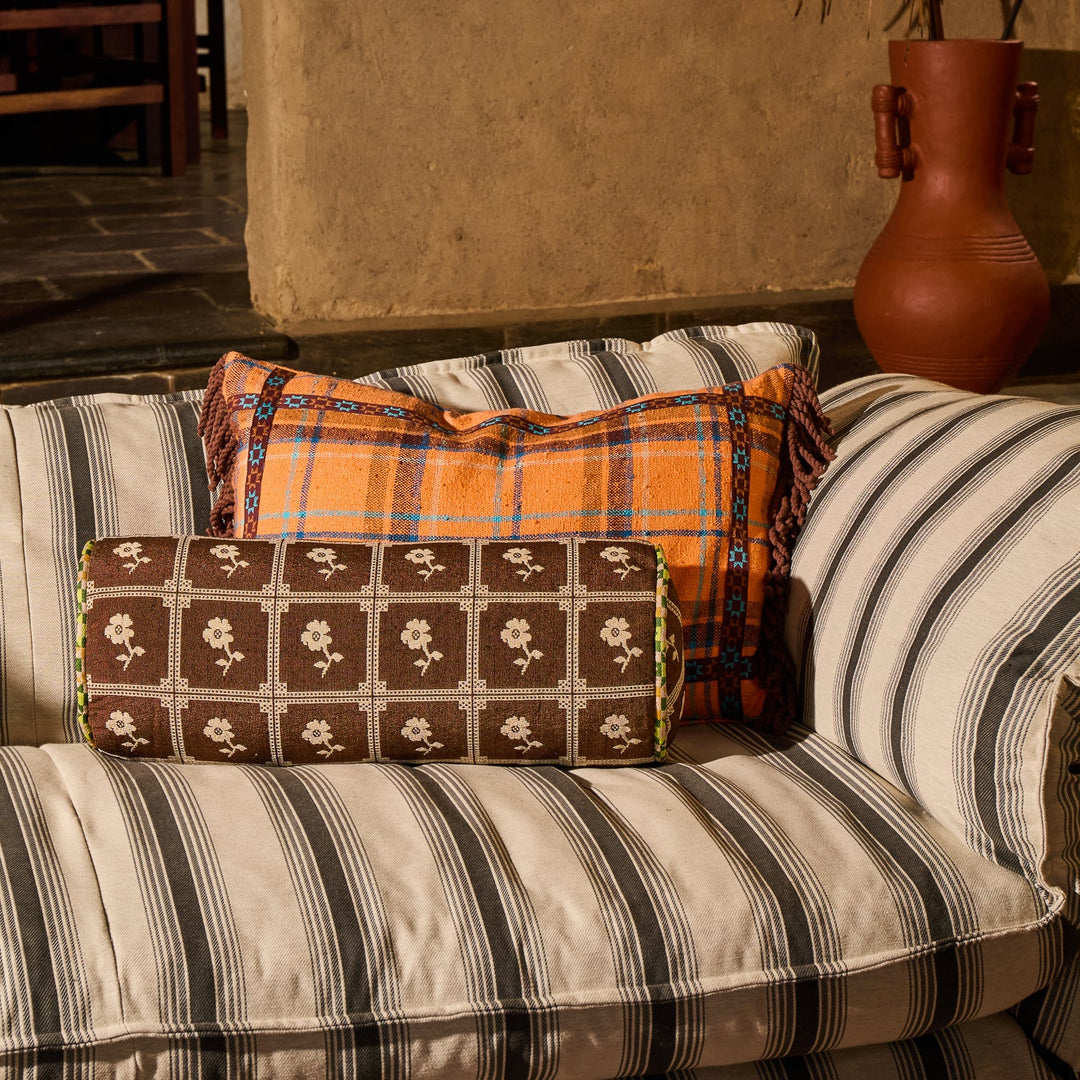Sage x Clare Bonny Jacquard Bolster Cushion