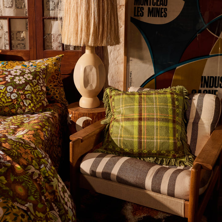 Sage x Clare Frances Woven Cushion - Moss