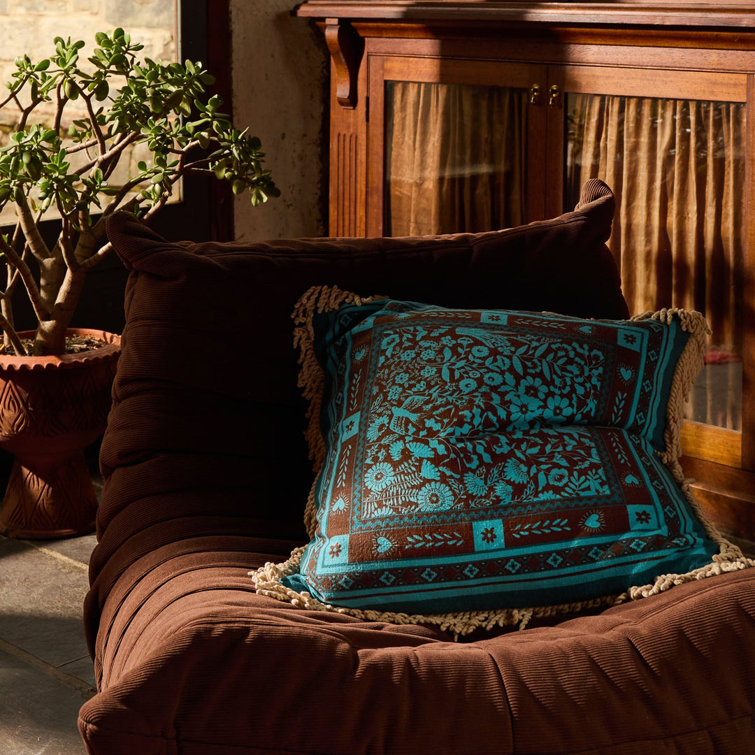 Sage x Clare Odessa Reversible Cushion - Turquoise