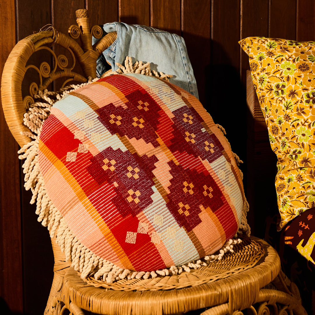 Sage x Clare Shiloh Cross-Stitched Embroidered Cushion