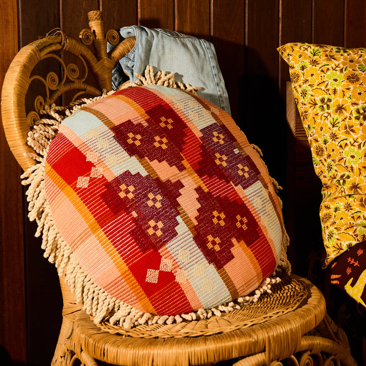 Sage x Clare Shiloh Cross-Stitched Embroidered Cushion
