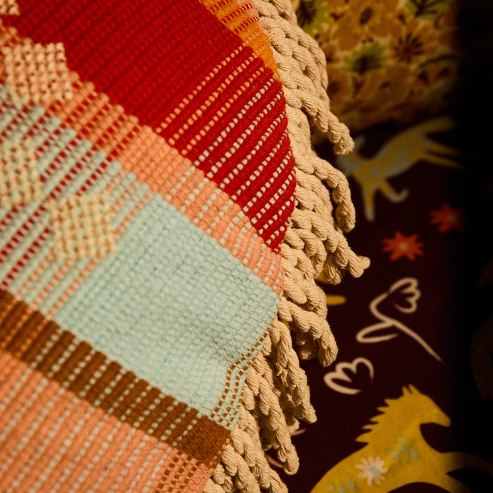 Sage x Clare Shiloh Cross-Stitched Embroidered Cushion