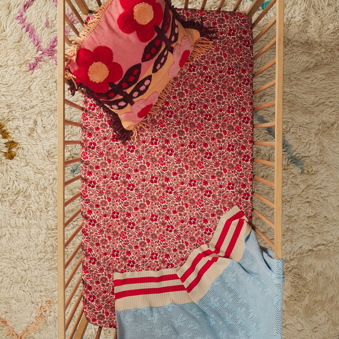 Sage x Clare Magnolia Cotton Cot Fitted Sheet