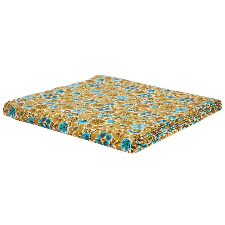 Sage x Clare Magnolia Cotton Fitted Sheet - Turquoise