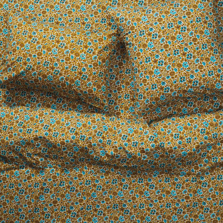 Sage x Clare Magnolia Cotton Fitted Sheet - Turquoise