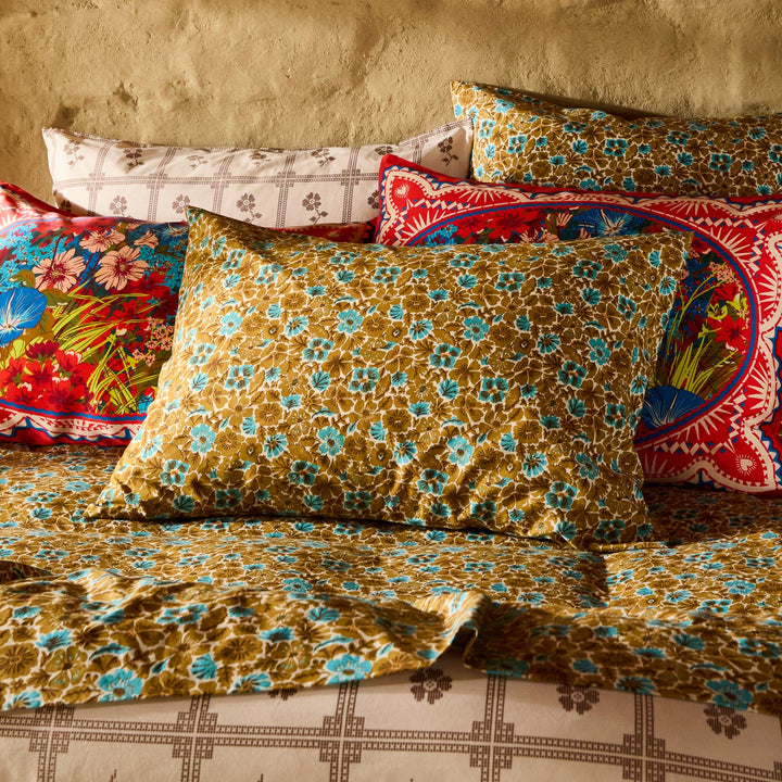 Sage x Clare Magnolia Cotton Pillowcase Set - Turquoise