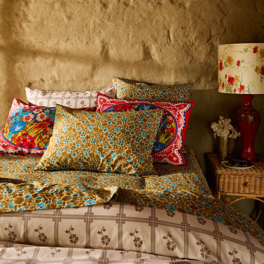Sage x Clare Magnolia Cotton Pillowcase Set - Turquoise