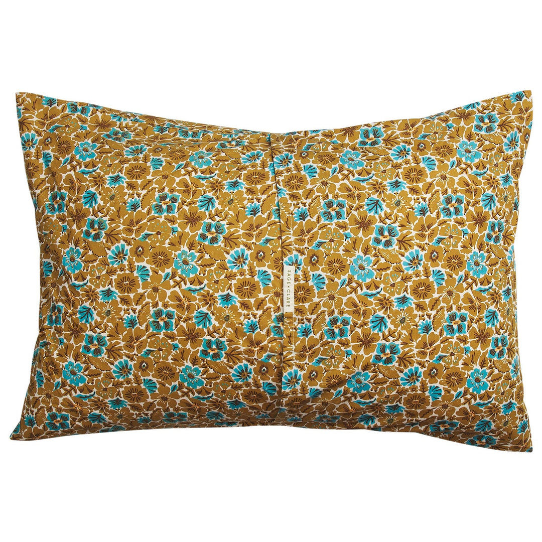 Sage x Clare Magnolia Cotton Pillowcase Set - Turquoise